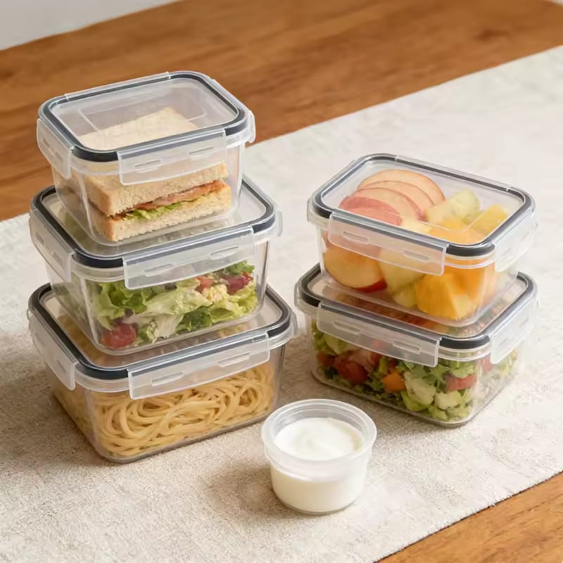 12pc Sealed refrigerator storage box with lid crisper Food Retain Freshness Transparent Storage Jar lunch box with lid