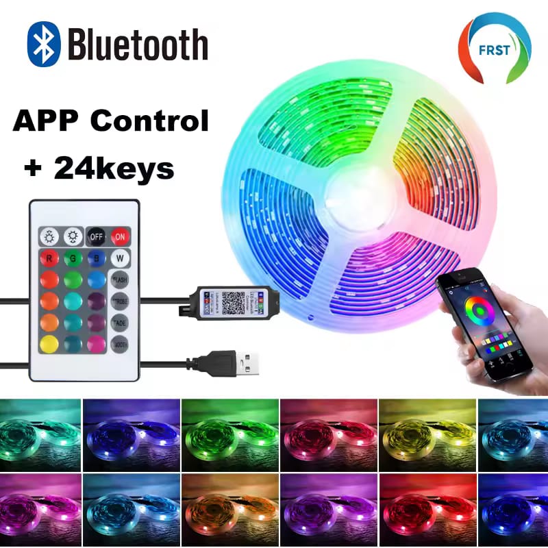 LED Strip Lights, Ultra-Long RGB 5050 LED Strips with Remote Controller, Color Changing Tape Light with 12V Adapter for Bedroom