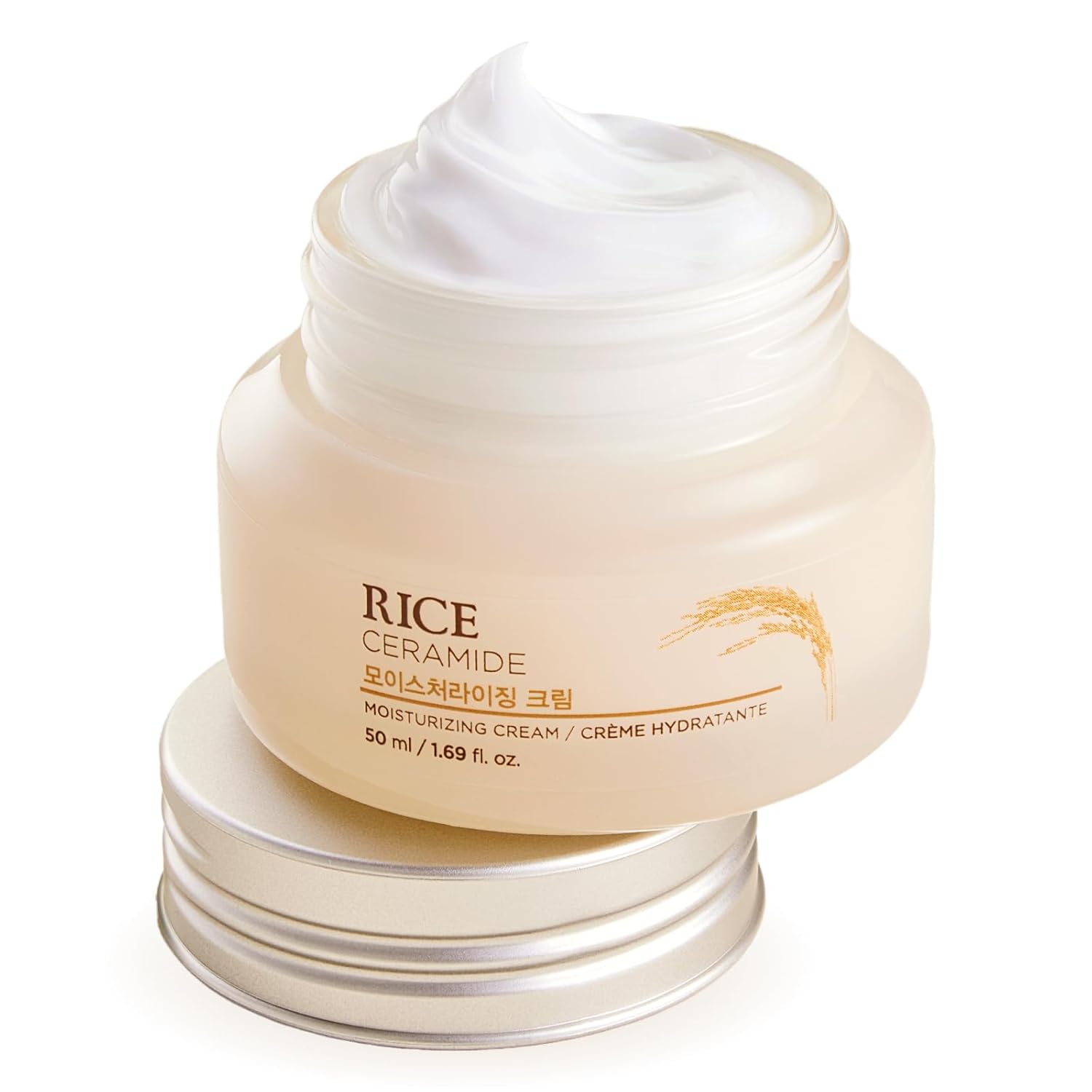 Rice Ceramide Cream, Hydrating Face Moisturizer, for Dry & Combination Skin, Lightweight, Fast-absorbing, 1.69 fl. oz.