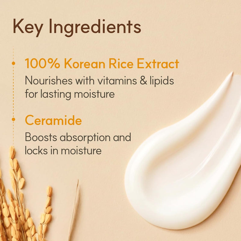 Rice Ceramide Cream, Hydrating Face Moisturizer, for Dry & Combination Skin, Lightweight, Fast-absorbing, 1.69 fl. oz.