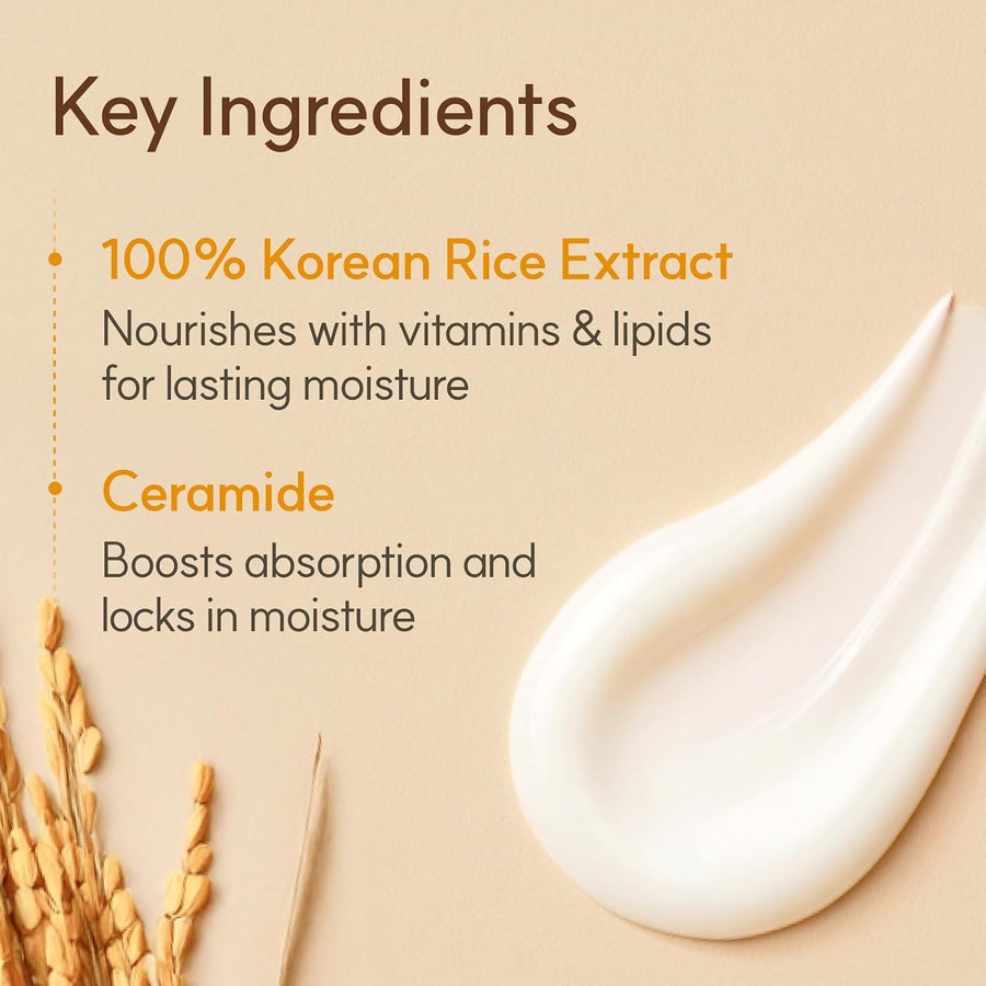 Rice Ceramide Cream, Hydrating Face Moisturizer, for Dry & Combination Skin, Lightweight, Fast-absorbing, 1.69 fl. oz.