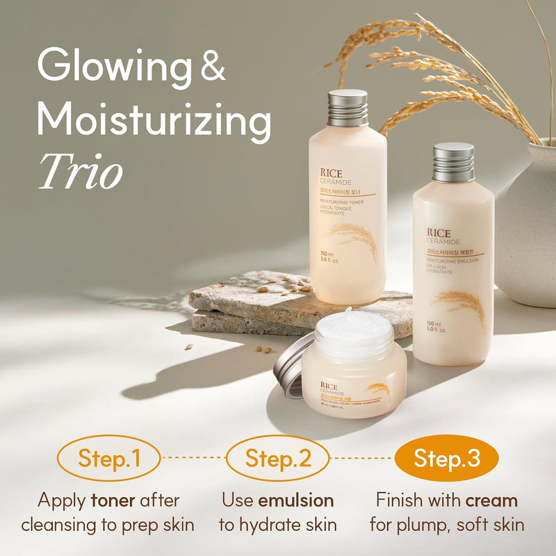 Rice Ceramide Cream, Hydrating Face Moisturizer, for Dry & Combination Skin, Lightweight, Fast-absorbing, 1.69 fl. oz.