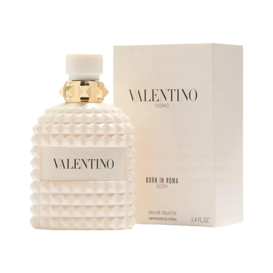 Valentino Uomo Born in Roma Ivory Eau de Toilette 3.4 oz Spray by Valentino – Fresh Creamy Woody Men’s Cologne | Free USA 3-Day Delivery