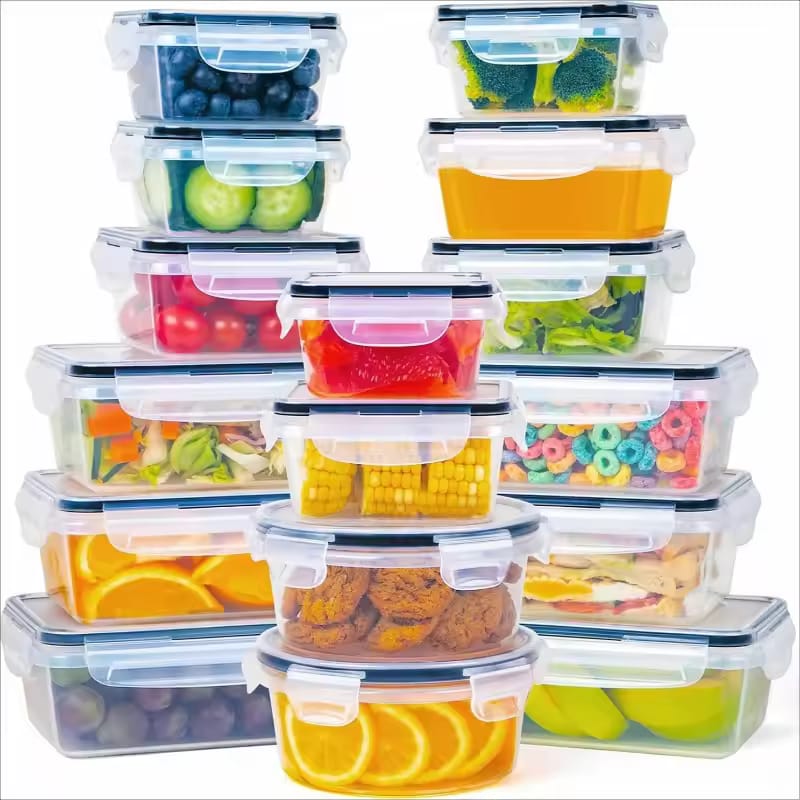 12pc Sealed refrigerator storage box with lid crisper Food Retain Freshness Transparent Storage Jar lunch box with lid