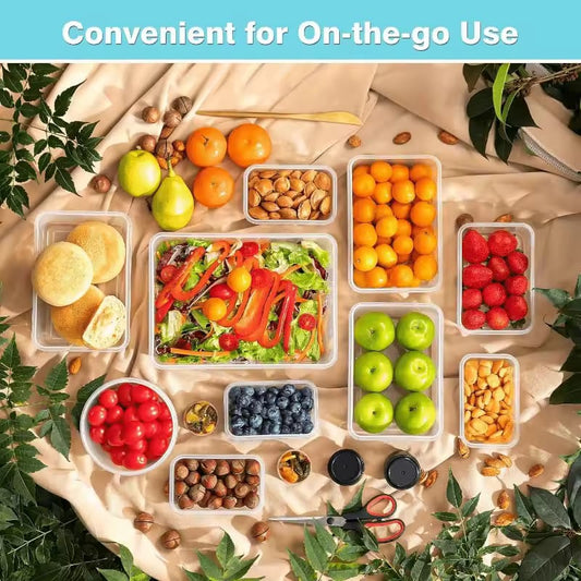 12pc Sealed refrigerator storage box with lid crisper Food Retain Freshness Transparent Storage Jar lunch box with lid