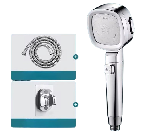 High Pressure Shower Head Water Saving 4 Modes Shower Heads Adjustable One-Key Stop Water Massage Sprayer Bathroom Accessories