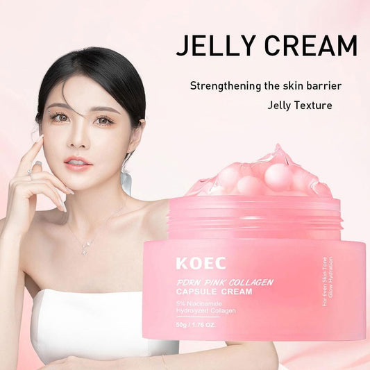 PINK COLLAGEN CAPSULE CREAM 5% Niacinamide Hydrolyzed Collagen Deep Hydrating Jelly Cream Moisturizer Plump,Nourished Skin Care