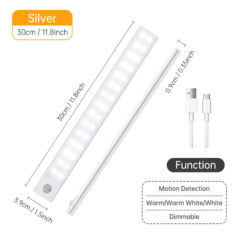 LED Motion Sensor Light Night Light Wireless USB Under Cabinet Light For Kitchen Cabinet Bedroom Wardrobe Sensor Indoor Lighting 10cm