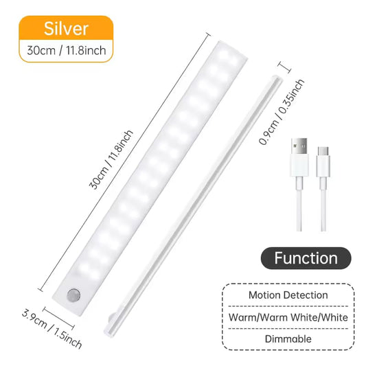 LED Motion Sensor Light Night Light Wireless USB Under Cabinet Light For Kitchen Cabinet Bedroom Wardrobe Sensor Indoor Lighting 10cm