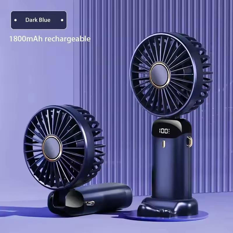 USB Handheld Mini Fan Foldable Portable Neck Hanging Fans 5 Speed USB Rechargeable Fan with Phone Stand and Display Screen