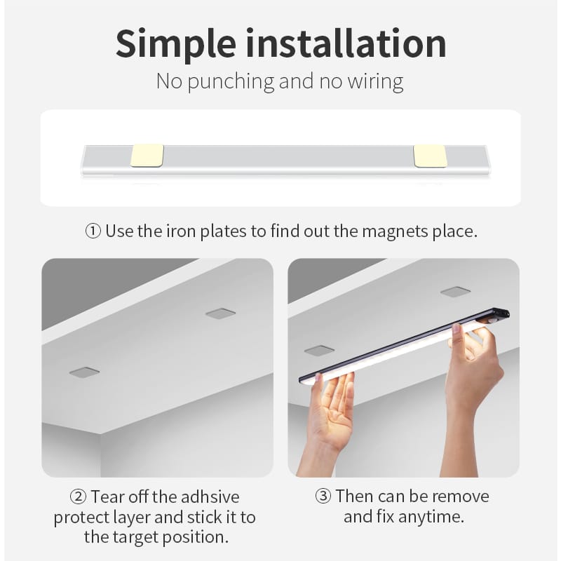 LED Motion Sensor Light Night Light Wireless USB Under Cabinet Light For Kitchen Cabinet Bedroom Wardrobe Sensor Indoor Lighting 10cm