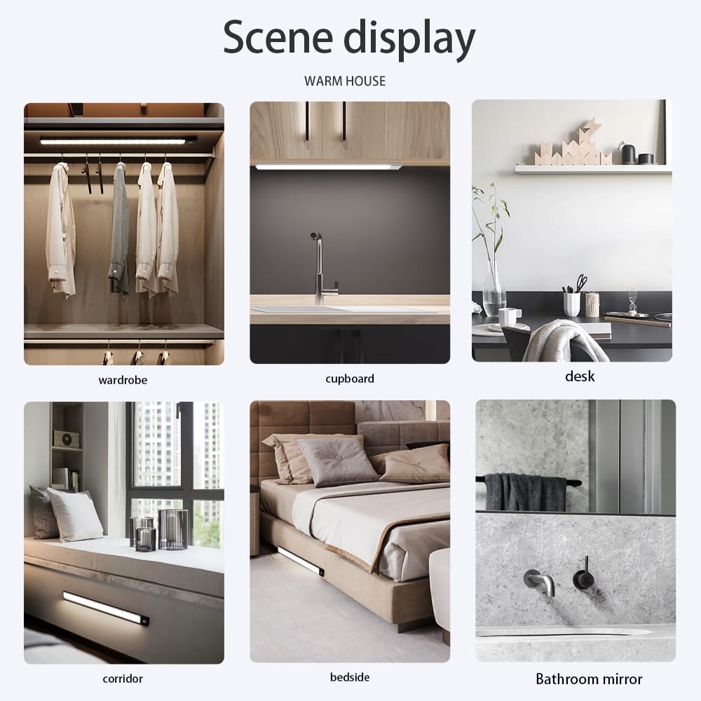 LED Motion Sensor Light Night Light Wireless USB Under Cabinet Light For Kitchen Cabinet Bedroom Wardrobe Sensor Indoor Lighting 10cm