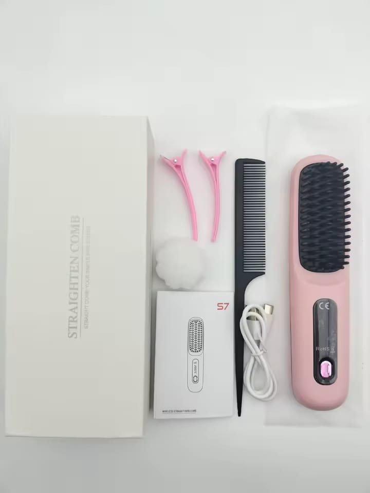 Wireless Hair Straightener Brush Ceramic Heating Smooth hair care Comb Portable Negative Ion Hair Care Comb