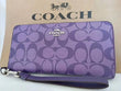 COACH Long Zip Wallet with Strap Purple Signature C4452 New
